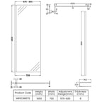 Safira 8mm Wetroom Panel With Support Bar