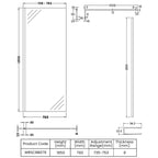 Safira 8mm Wetroom Panel With Support Bar