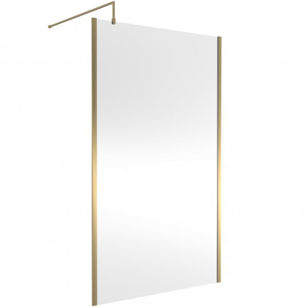 Linear 8mm Outer Framed Glass Wetroom Panel With Support Bar