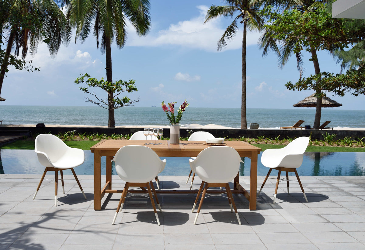 Leyland 9-Piece Weather-Resistant Outdoor Teak Dining Set with Armchairs