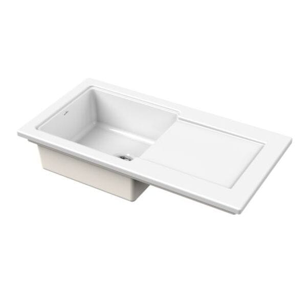 White Ceramic Kitchen Sink 1 Bowl