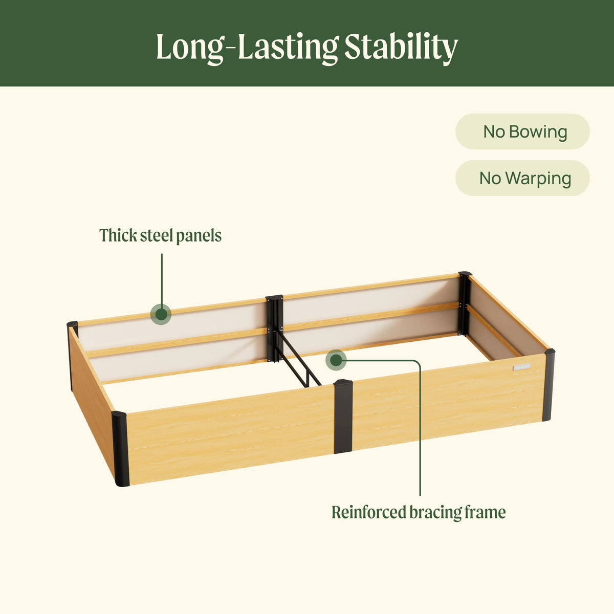 16" Tall Woodgrain 4' x 8' Metal Raised Garden Bed