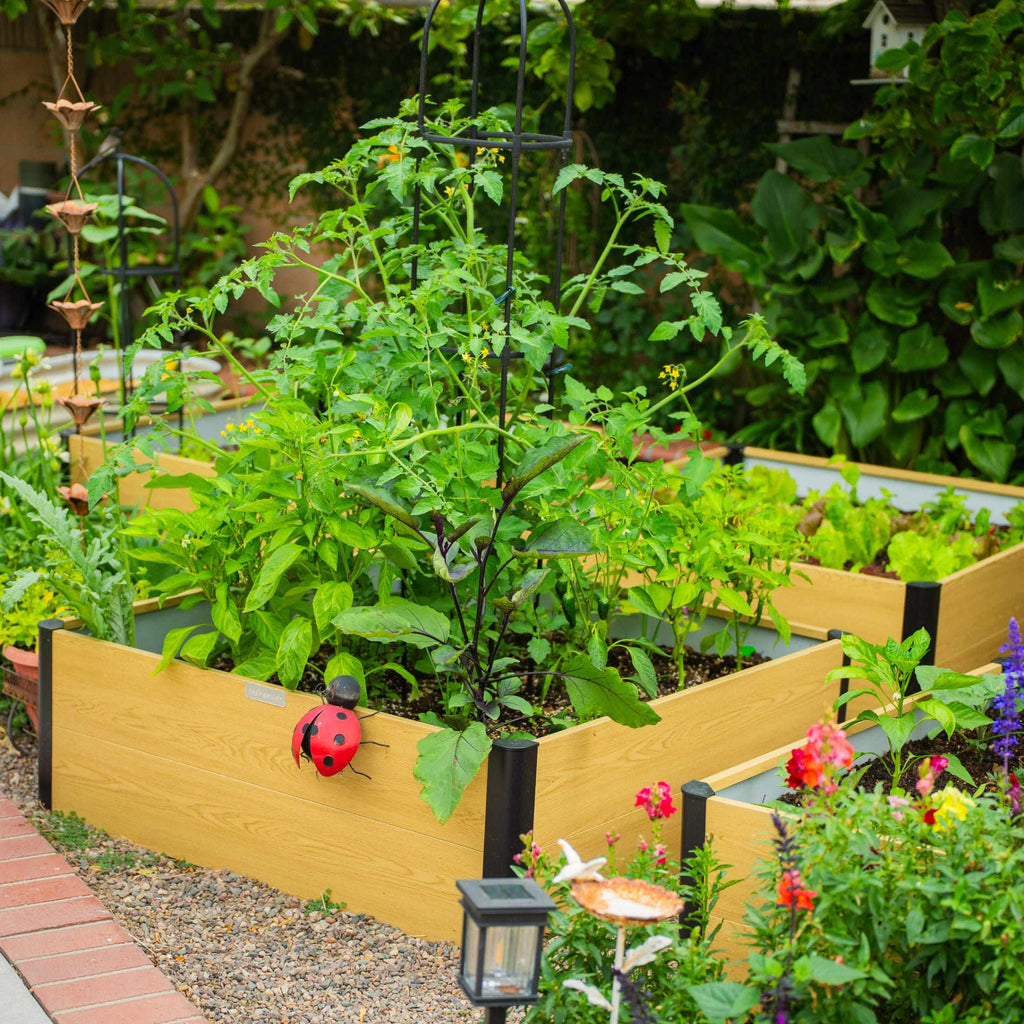 16" Tall Woodgrain 4' x 4' Metal Raised Garden Bed