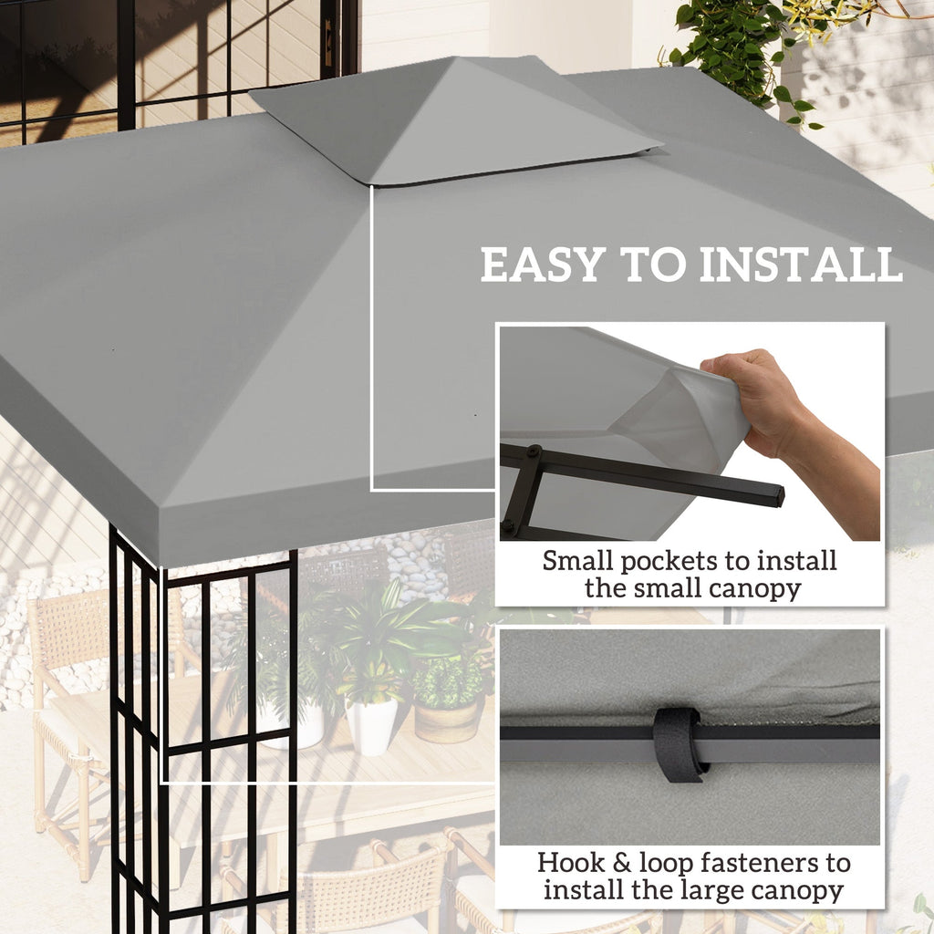 9.8' x 9.8' 2-Tier Gazebo Replacement Canopy, Light Grey