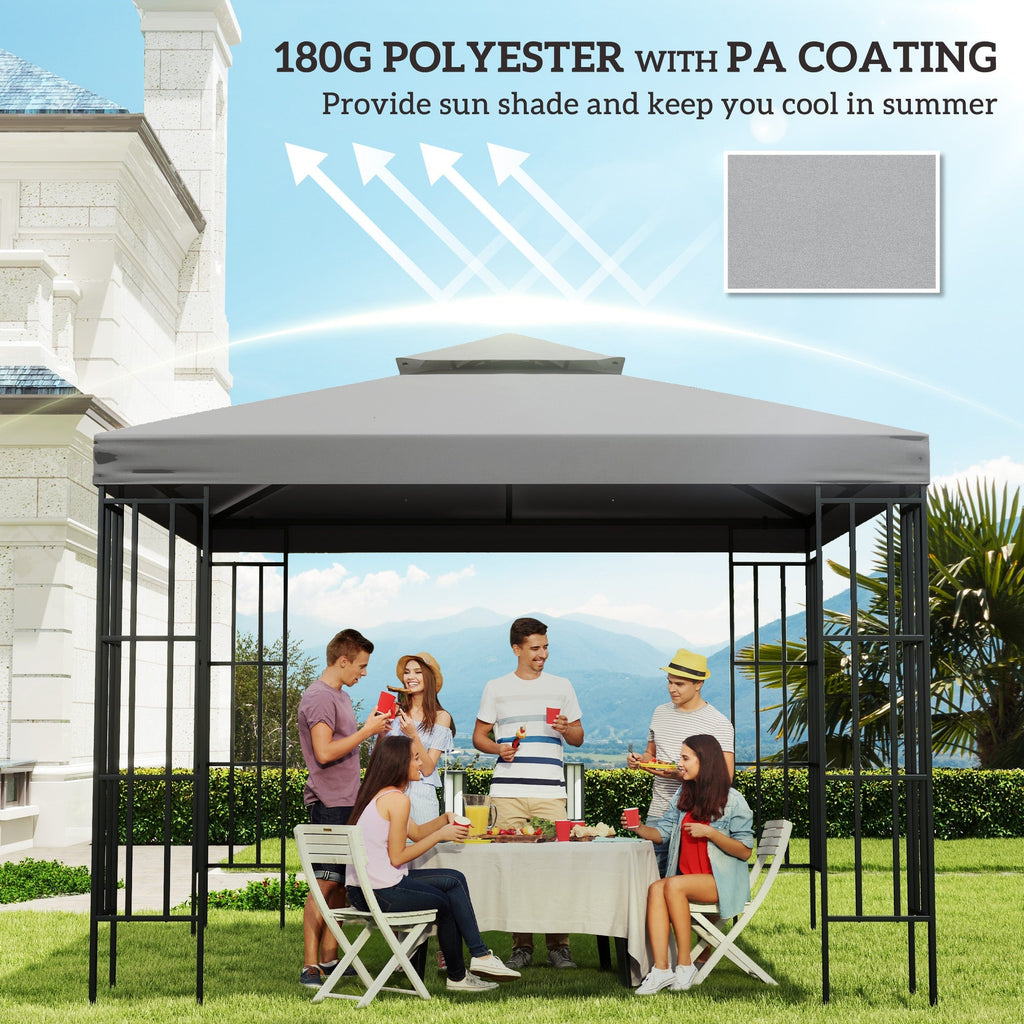 9.8' x 9.8' 2-Tier Gazebo Replacement Canopy, Light Grey