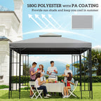 9.8' x 9.8' 2-Tier Gazebo Replacement Canopy, Light Grey