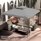 9.8' x 9.8' 2-Tier Gazebo Replacement Canopy, Light Grey