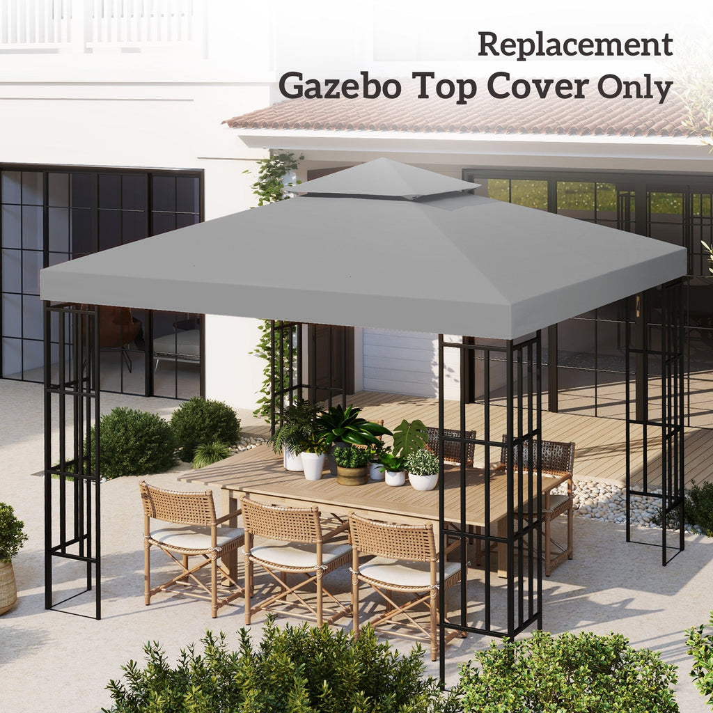 9.8' x 9.8' 2-Tier Gazebo Replacement Canopy, Light Grey