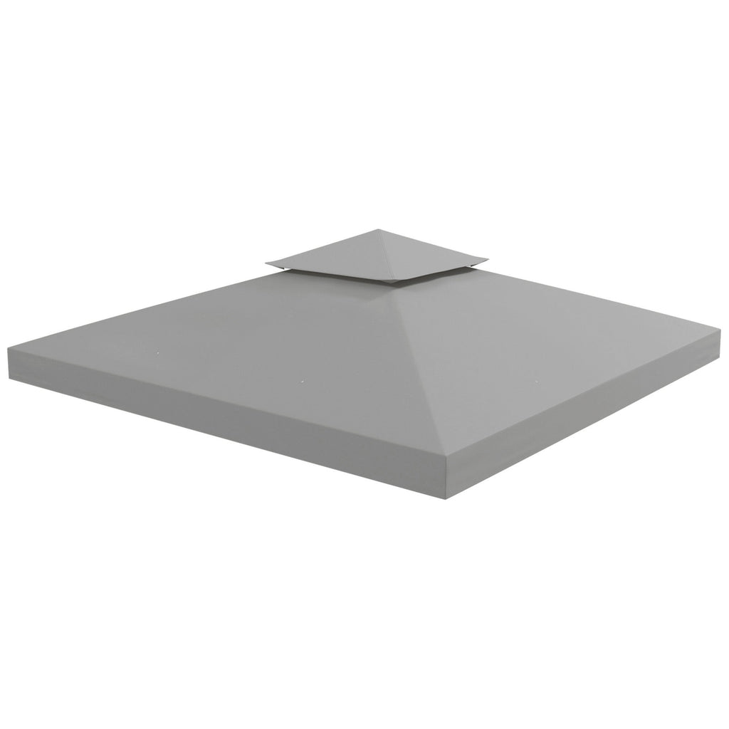 9.8' x 9.8' 2-Tier Gazebo Replacement Canopy, Light Grey