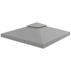 9.8' x 9.8' 2-Tier Gazebo Replacement Canopy, Light Grey