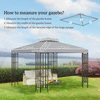 9.8' x 9.8' 2-Tier Gazebo Replacement Canopy, Light Grey