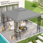 9.8' x 9.8' 2-Tier Gazebo Replacement Canopy, Light Grey