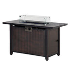 43" Propane Fire Pit Table, 50,000 BTU Pulse-Ignition Wicker Firepit, Bronze