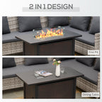 43" Propane Fire Pit Table, 50,000 BTU Pulse-Ignition Wicker Firepit, Bronze