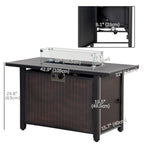 43" Propane Fire Pit Table, 50,000 BTU Pulse-Ignition Wicker Firepit, Bronze