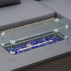 43" Propane Fire Pit Table, 50,000 BTU Pulse-Ignition Wicker Firepit, Bronze