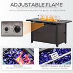 43" Propane Fire Pit Table, 50,000 BTU Pulse-Ignition Wicker Firepit, Bronze