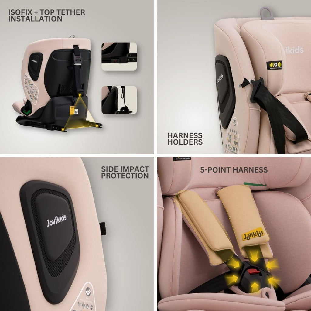 Jovikids Cici i-Size ISOFIX Top Tether Car Seat - 76-150cm - Rosewood Pink