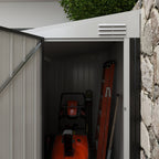 4' x 6' Steel Garden Storage Shed Lean to Shed Outdoor Metal Tool House with Lockable Door and 2 Air Vents for Backyard, Patio, Lawn, Dark Grey