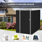 4' x 6' Steel Garden Storage Shed Lean to Shed Outdoor Metal Tool House with Lockable Door and 2 Air Vents for Backyard, Patio, Lawn, Dark Grey