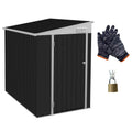 4' x 6' Steel Garden Storage Shed Lean to Shed Outdoor Metal Tool House with Lockable Door and 2 Air Vents for Backyard, Patio, Lawn, Dark Grey