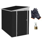 4' x 6' Steel Garden Storage Shed Lean to Shed Outdoor Metal Tool House with Lockable Door and 2 Air Vents for Backyard, Patio, Lawn, Dark Grey