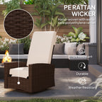 Wicker Swivel Reclining Garden Chair with Lifting Footrest, Water-Resistant Cushions, Cream White