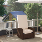 Wicker Swivel Reclining Garden Chair with Lifting Footrest, Water-Resistant Cushions, Cream White