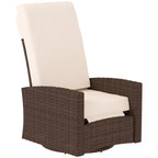 Wicker Swivel Reclining Garden Chair with Lifting Footrest, Water-Resistant Cushions, Cream White