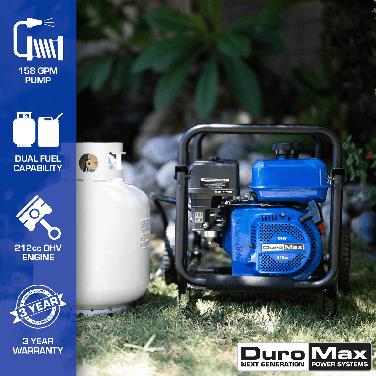 158 GPM 2" Dual Fuel Engine Portable Water Pump