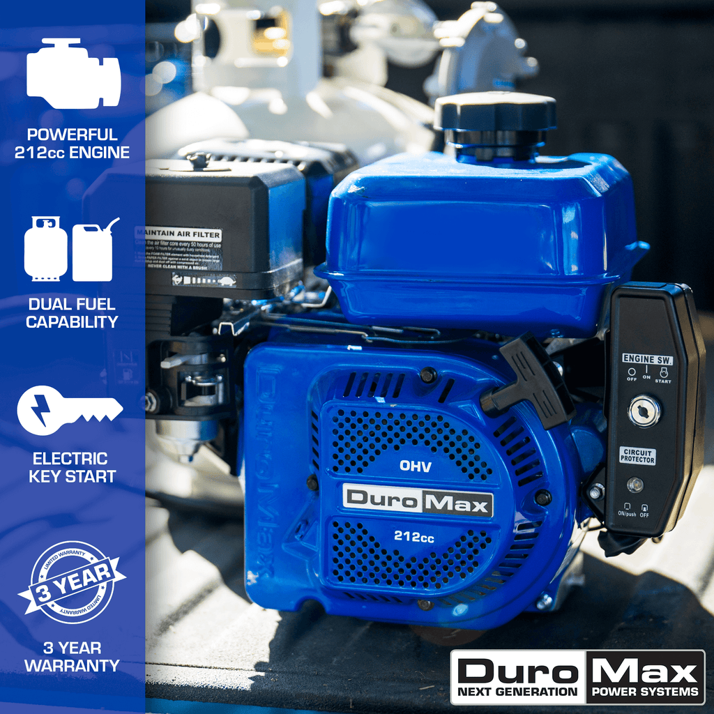212cc 3/4" Shaft Recoil/Electric Start Horizontal Dual Fuel Engine