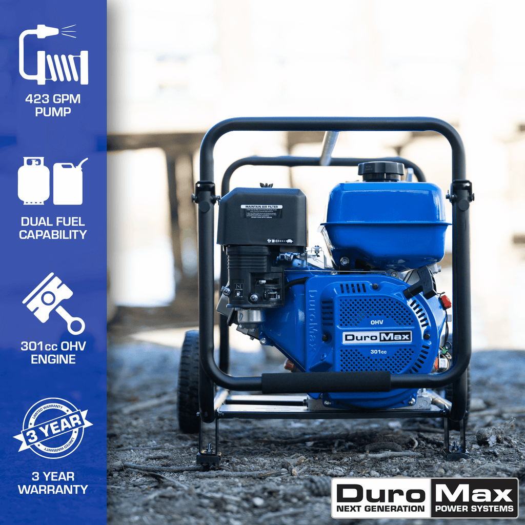 423 GPM 4" Dual Fuel Engine Portable Water Pump