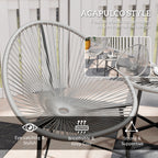 ARVOYA 3 Pieces Rattan Bistro Set with Acapulco Chairs, Glass Top Table & Metal Frame, Grey