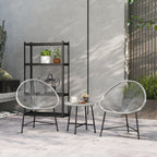 ARVOYA 3 Pieces Rattan Bistro Set with Acapulco Chairs, Glass Top Table & Metal Frame, Grey