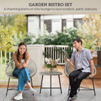 ARVOYA 3 Pieces Rattan Bistro Set with Acapulco Chairs, Glass Top Table & Metal Frame, Grey