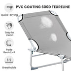 Outsunny Reclining Sun Lounger Chair Folding Camping Bed with 4-Position Adjustable Backrest, Grey