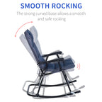 Patio Folding Rocking Chair Set of 2 Padded Rockers with Armrest & Headrest, Navy Blue