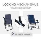 Patio Folding Rocking Chair Set of 2 Padded Rockers with Armrest & Headrest, Navy Blue