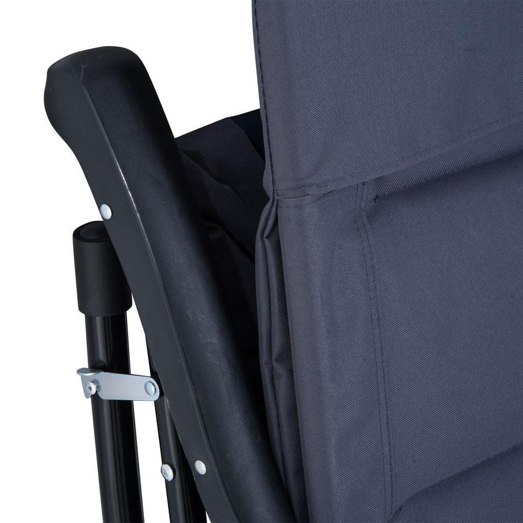 Patio Folding Rocking Chair Set of 2 Padded Rockers with Armrest & Headrest, Navy Blue