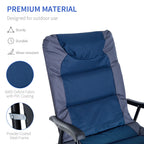 Patio Folding Rocking Chair Set of 2 Padded Rockers with Armrest & Headrest, Navy Blue