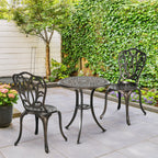 3 Piece Modern Garden Bistro Set with Umbrella Hole & Aluminium Frame for Balcony, Patio, Bronze Tone