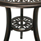 3 Piece Modern Garden Bistro Set with Umbrella Hole & Aluminium Frame for Balcony, Patio, Bronze Tone