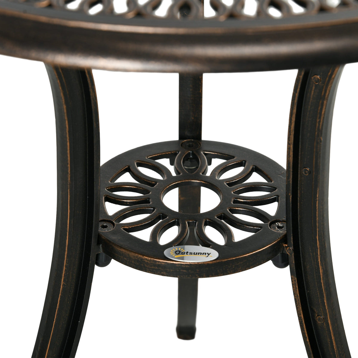 3 Piece Modern Garden Bistro Set with Umbrella Hole & Aluminium Frame for Balcony, Patio, Bronze Tone