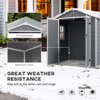 6' x 4.5' Plastic Outdoor Storage Shed with Window, Lockable Doors and Vents, Gray