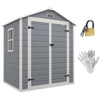 6' x 4.5' Plastic Outdoor Storage Shed with Window, Lockable Doors and Vents, Gray