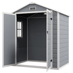 6' x 4.5' Plastic Outdoor Storage Shed with Window, Lockable Doors and Vents, Gray