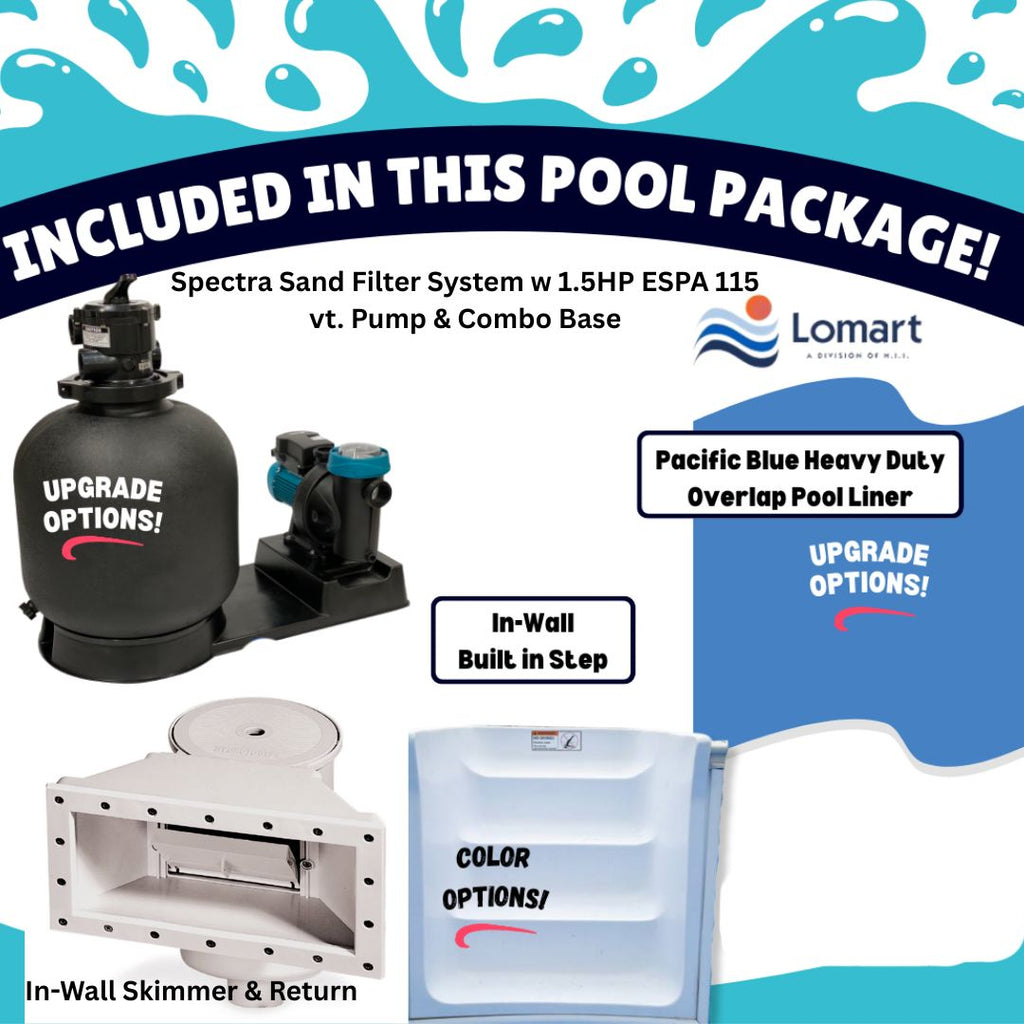 18' x 36' x 54" Oval Lomart Semi Inground Whispering Wind III Pool with In-Step & Package