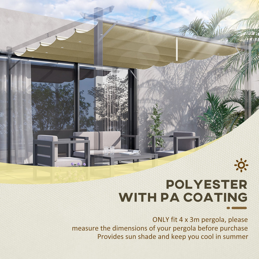 Retractable Replacement Pergola Canopy for 10' x 13' Pergola, Beige