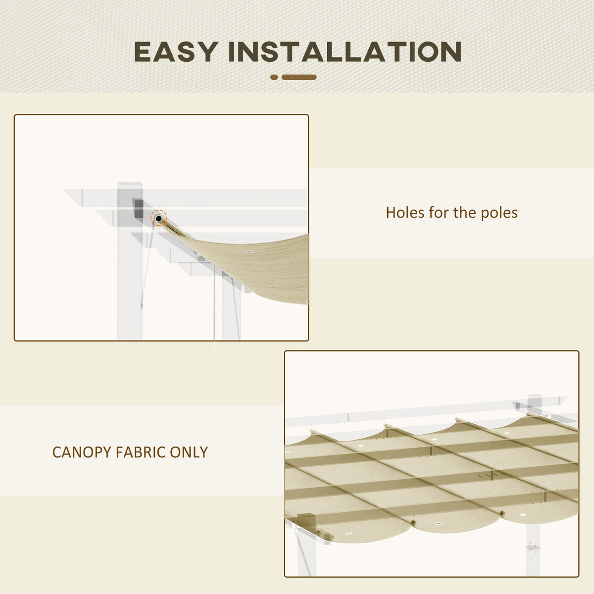 Retractable Replacement Pergola Canopy for 10' x 13' Pergola, Beige
