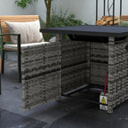 28.5" Outdoor 50,000 BTU Wicker Fire Table w/ Glass Wind Guard, Volcanic Rock, Grey